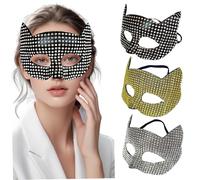 Weduspaty Maschera mascherata per gatti, 3pcs Rhinestone Masquerade Mask, Black, Gold and Silver Shiny Cat Costume Prust For Accessorio per feste per ragazze