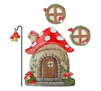 Weduspaty Set di cabine per porte fate, set di cabine fata di 4 porte da giardino fata Mushroomsm ornamenti da giardino fata per arredamento per alberi da giardino, fungo a fata
