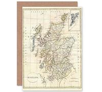 Wee Blue Coo 1799 CLEMENT CRUTTWELL MAP SCOTLAND BIRTHDAY BLANK GREETINGS CARD
