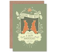 Wee Blue Coo ANNIVERSARY HAPPY RABBITS GREEN NEW ART GREETINGS GIFT CARD