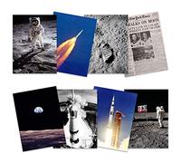 Wee Blue Coo Apollo 11 Astronaut Aldrin Armstrong 50th Anniversary Moon Landing Saturn V Rocket Wall Art Print Poster Home Decor Premium Pack of 8 Luna Razzo Parete Manifesto Casa