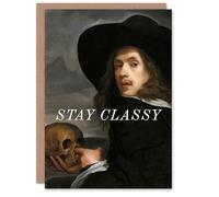 Wee Blue Coo Birthday Card Stay Classy Finger In Skull Nose Immature Funny