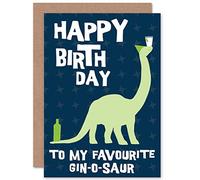 Wee Blue Coo Birthday Happy Fun Dinosaur Alcohol Gin-o-saur Gift Sealed Greeting Card Plus Envelope Blank inside Contento Dinosauro alcool Regalo