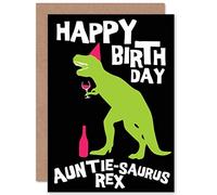 Wee Blue Coo Birthday Happy Fun Dinosaur T-rex Party Auntie Gift Sealed Greeting Card Plus Envelope Blank inside Contento Dinosauro Festa Regalo