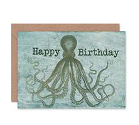 Wee Blue Coo BIRTHDAY HAPPY OCTOPUS TENTACLES ART GREETINGS GREETING CARD GIFT