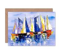 Wee Blue Coo Boats Sailing At Sea Greeting Card With Envelope Inside Premium Quality Barche Vela