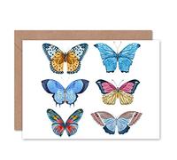 Wee Blue Coo Butterflies Vector Watercolour Greeting Card with Envelope Inside Premium Quality Vettore Acquerello