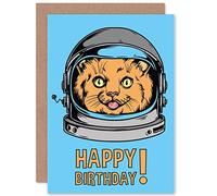 Wee Blue Coo CARD BIRTHDAY CELEBRATION HAPPY SPACE CAT ASTRONAUT PRESENT GIFT