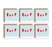 Wee Blue Coo Christmas Cards 6 Pack - Cute Christmas Stocking Kids Set Xmas Cristo Carina Cristo bambini
