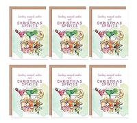 Wee Blue Coo Christmas Cards x6 Spirits Alcohol Warmest Wishes Funny Tipsy Cristo alcool Guerra Divertente