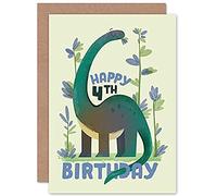 Wee Blue Coo Dinosaur Boys 4th Birthday Card Apatosaurus Dinosauro