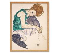Wee Blue Coo Egon Schiele Seated Woman Legs Drawn Up Adele Herms Painting Art Print Framed Poster Wall Decor 12X16 Inch Donna Pittura Manifesto Parete