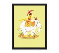 Wee Blue Coo Elephant Skates Wall Large Framed Art Print Poster Wall Decor 18x24 inch