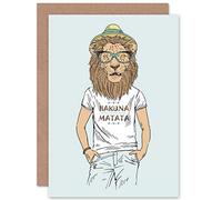 Wee Blue Coo FASHION ANIMAL LION DRESSED BLANK GREETINGS BIRTHDAY CARD ART
