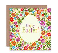 Wee Blue Coo Happy Easter Egg Flowers Art Sealed Greeting Card Plus Envelope Blank inside Contento Fiori