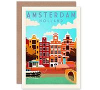Wee Blue Coo Holland Amsterdam - Canal Barge Colourful Sealed Greeting Card Plus Envelope Blank inside Canale Colorato