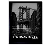 Wee Blue Coo Jack Kerouac Road Is Life Quote High Quality Art Print Framed Poster Wall Decor 12X16 Inch Vita Citazione Manifesto Parete