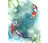 Wee Blue Coo Japanese Koi Fish With Lilies Art Print Canvas Premium Wall Decor Poster giapponese PESCE Parete Manifesto