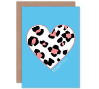 Wee Blue Coo Leopard Coral And Blue Beautiful Greeting Card With Envelope Inside Premium Quality Blu Bellissimo