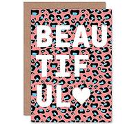 Wee Blue Coo Leopard Coral And Blue Beautiful Words Greeting Card With Envelope Inside Premium Quality Blu Bellissimo