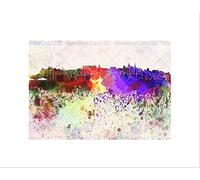 Wee Blue Coo Painting Cityscape Edinburgh Skyline Paint Splash Wall Art Print