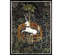 Wee Blue Coo Painting Medieval Tapestry Unknown Hunt Unicorn Captivity Art Print Poster Wall Decor 12X16 Inch Pittura Unicorno Manifesto Parete