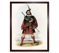 Wee Blue Coo Painting Portrait Highland Clan Scotland Tartan Maclean Art Print Framed Poster Wall Decor 12X16 Inch Pittura Ritratto montanaro Scozia Manifesto Parete