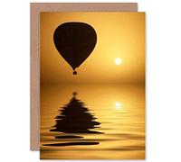 Wee Blue Coo PHOTOGRAPH HOT AIR BALLOON SIHOUETTE SUN SEA BLANK GREETINGS BIRTHDAY CARD