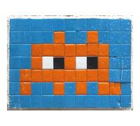 Wee Blue Coo Pixel Monster Space Vader Orange Tiles Art Print Poster Wall Decor 12X16 Inch Mostro Spazio arancia Manifesto Parete