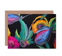 Wee Blue Coo SILK SCARF PATTERN FLORAL COLOURFUL BLANK GREETINGS BIRTHDAY CARD ART