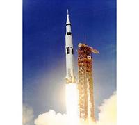 Wee Blue Coo Space Apollo 11 Launch Saturn V Rocket Blast Thrust Flame USA Art Print Poster Wall Decor 12X16 Inch