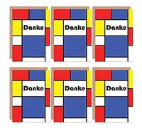 Wee Blue Coo Thank You Cards 6 Pack - Danke Modrian Style Set Blank Cards Stile