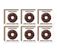 Wee Blue Coo Thank You Cards 6 Pack - Funny Donut Cake Set Blank Cards Divertente