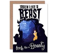 Wee Blue Coo Train Like A Beast Gym Motivational Blank Greeting Card Treno motivazionale