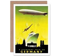 Wee Blue Coo TRAVEL GERMANY TRANSPORT BOAT AIRSHIP ZEPPELIN PLANE BERLIN GREETING CARD