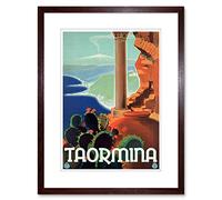 Wee Blue Coo Travel Taormina Sicily Italy Greek Theatre Ruin Sea Etna Framed Wall Art Print