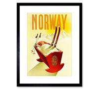 Wee Blue Coo Travel Winter Sport Norway Baby Cradle Ski Snow Picture Framed Wall Art Print Viaggio Inverno Norvegia Bambino La neve Immagine Parete