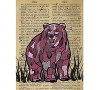 Wee Blue Coo Upcycle Dictionary Bear Unframed Art Print Poster Wall Decor 12x16 inch Orso Manifesto Parete