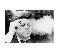 Wee Blue Coo Vintage Photo BW JFK Kennedy Smoking Cigar Picture Wall Art Print Vintage ▾ Fotografia Nero bianco fumo Immagine Parete