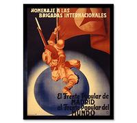 Wee Blue Coo War Spanish Civil International Brigade Homage Popular Front Art Print Framed Poster Wall Decor 12X16 Inch Guerra spagnolo Civile Popolare Manifesto Parete