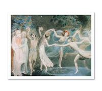 Wee Blue Coo William Blake Oberon Titania Puck With Fairies Dancing Painting Art Print Framed Poster Wall Decor 12X16 Inch Giusto danza Pittura Manifesto Parete