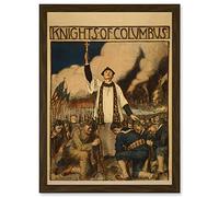 Wee Blue Coo World War Advert WW1 USA Knights Columbus Catholic Society Artwork Framed A3 Wall Art Print Mondo Guerra Pubblicità Stati Uniti d'America parete