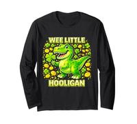 Wee Little Hooligan Irish Dino Shamrock St Patricks Day Maglia a Manica