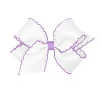 Wee Ones WeeStay - Fermaglio per capelli antiscivolo in gros grain con bordo a punto luna, colore: bianco con orchidea chiara, taglia M