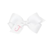 Wee Ones WeeStay - Fermaglio per capelli da bambina, con monogramma, antiscivolo, per tutte le età e tipi di capelli, fiocco bianco, taglia mini, lettera J