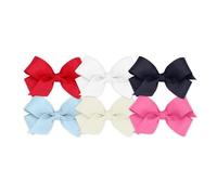 Wee Ones WeeStay - Set di 6 fermagli per capelli antiscivolo in grosgrain, mini, rosso, bianco, blu navy, blu millennio, bianco antico, rosa acceso