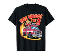 Wee Woo 3rd Bday Fire Truck Boy I’m 3 Firefighter Birthday Maglietta