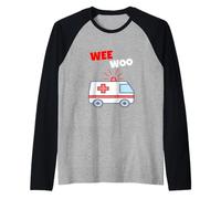 Wee Woo Funny Ambulance EMR EMS Paramedic First Responder Maglia con Maniche Raglan