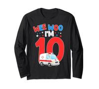Wee Woo I Am 10 Years Old Age 10 Compleanno per Bambini Maglia a Manica