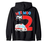 Wee Woo I Am 2 Years Old Age 2 Compleanno Bambini Felpa con Cappuccio